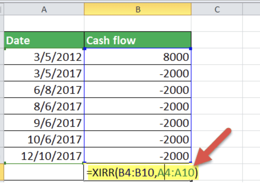 XIRR cash flow